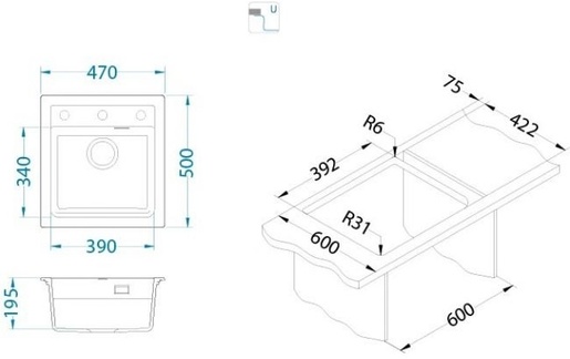Alveus set ATROX 20 i slavina FLEXA Black Edition