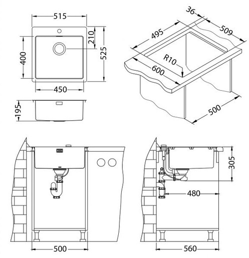 Alveus set PURE 30 i slavina ZEOS-P Gold