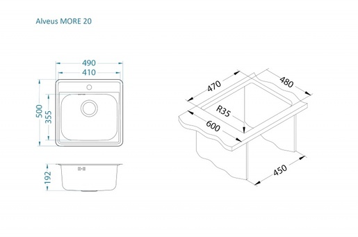 Alveus sudoper More 20, Inox