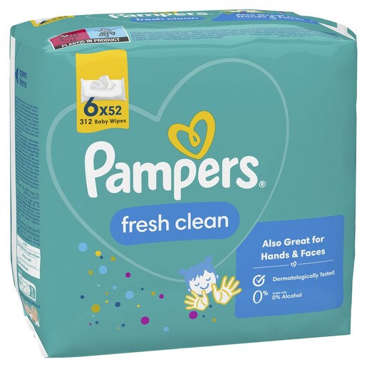 Pampers Fresh vlažne maramice, 6x52 kom