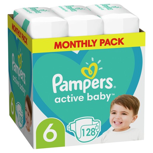 Pampers Active Baby Plus pelene, vel. 6 (13-18kg), 128 kom