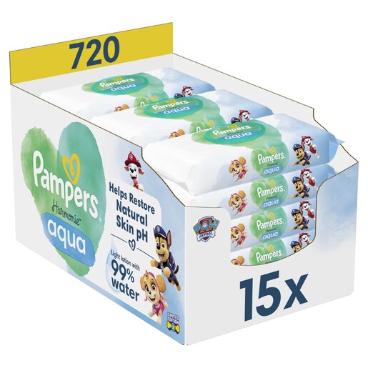 Pampers Aqua Paw Patrol vlažne maramice, 15x4 kom