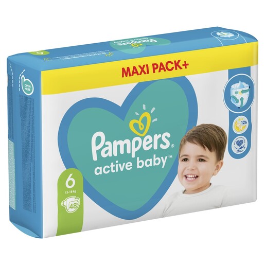 Pampers Active Baby Maxi Pack pelene, vel. 6 (13-18kg), 48 kom