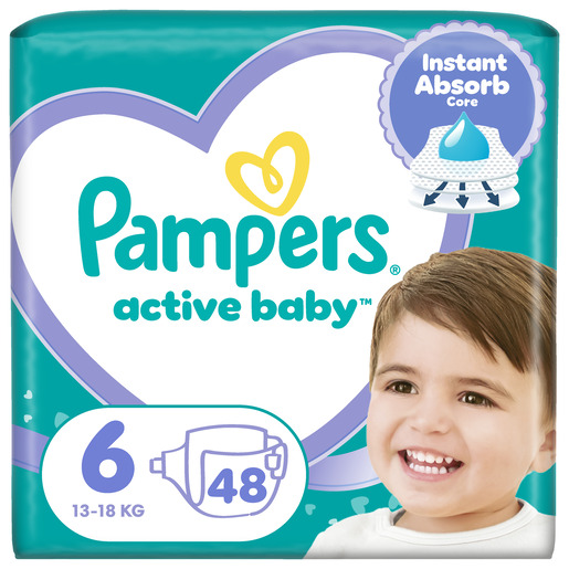 Pampers Active Baby Maxi Pack pelene, vel. 6 (13-18kg), 48 kom