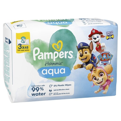 Pampers Aqua Paw Patrol vlažne maramice, 3x48 kom