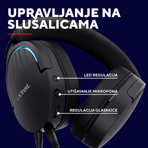 Trust Fayzo 7.1 GXT490, žične slušalice, gaming, crne