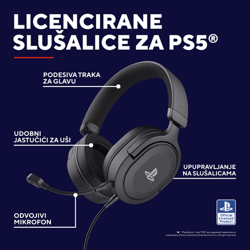 Trust GXT 498, gaming slušalice, PS5, crne