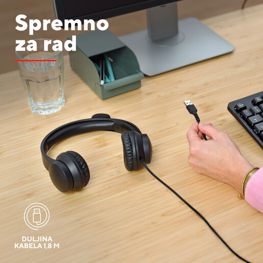 Trust Ayda, slušalice sa mikrofonom, USB, crne