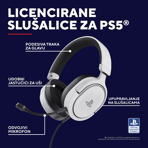 Trust GXT 498W, gaming slušalice, PS5, bijele
