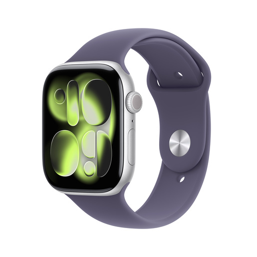 Apple Watch Series 11 GPS + Cellular 46mm Silver Aluminium Case with Purple Fog Sport Band S/M, pametni sat