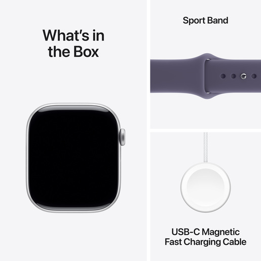 Apple Watch Series 11 GPS + Cellular 46mm Silver Aluminium Case with Purple Fog Sport Band S/M, pametni sat