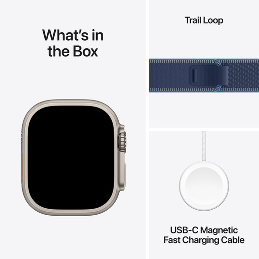 Apple Watch Ultra 3 GPS + Cellular 49mm Natural Titanium Case with Blue/Bright Blue Trail Loop S/M, pametni sat