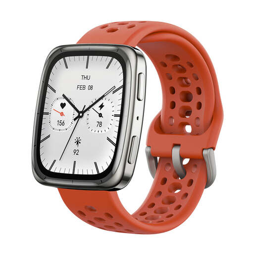 Amazfit Active 2 (Square) NFC , crni kožni remen + crveni silikonski remen, pametni sat