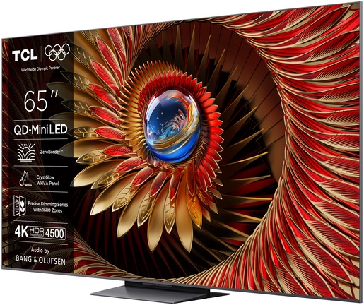 TCL 65" QD-Mini LED TV 65C8K, 4K HDR Premium 4500, Google TV, 144Hz, Audio by BANG & OLUFSEN