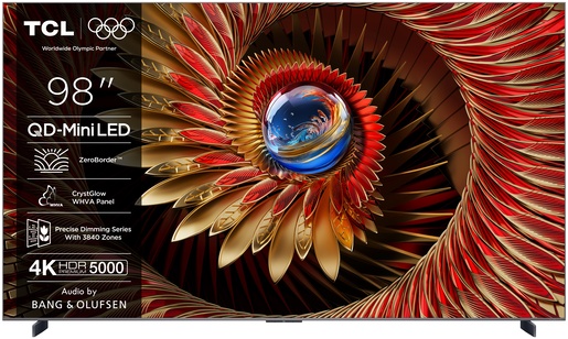 TCL 98" QD-Mini LED TV 98C8K, 4K HDR Premium 5000, Google TV, 144Hz, Audio by BANG & OLUFSEN