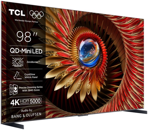 TCL 98" QD-Mini LED TV 98C8K, 4K HDR Premium 5000, Google TV, 144Hz, Audio by BANG & OLUFSEN