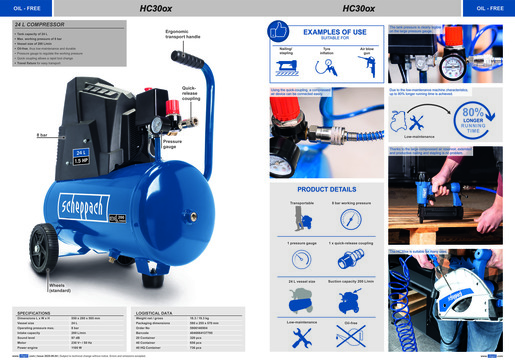 SCHEPPACH kompresor 24 L HC30ox