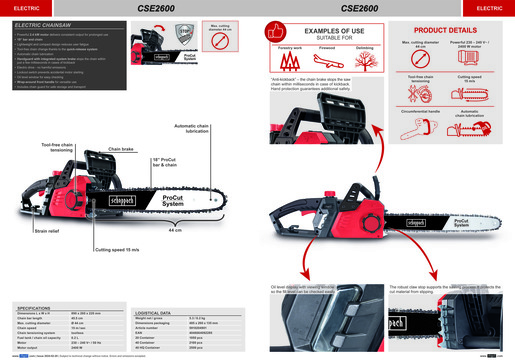 SCHEPPACH električna motorna pila CSE2600 45 cm – 2400 W