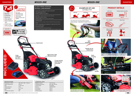 SCHEPPACH samohodna benzinska kosilica MS225-56E 53 cm 4,4 kW (6,0 KS)
