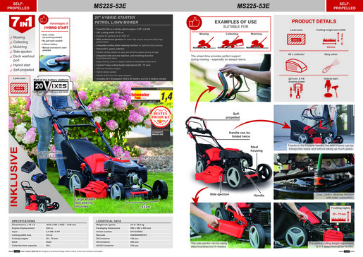 SCHEPPACH samohodna benzinska kosilica MS225-53E 53 cm 4,4 kW (6,0 KS)