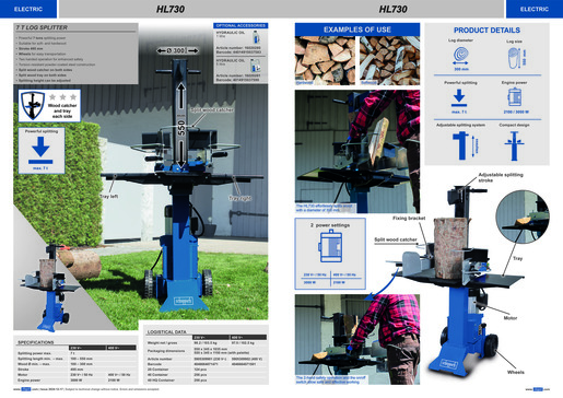 SCHEPPACH cjepač drva 7 T vertikalni 400V HL730