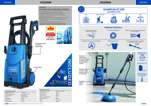 SCHEPPACH visokotlačni perač HCE2600