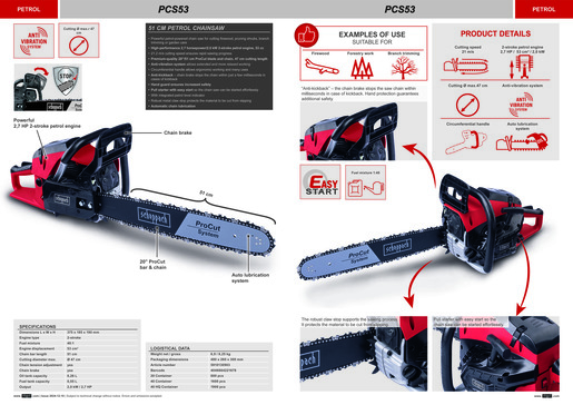 SCHEPPACH benzinska motorna pila PCS53 51 cm / 53 ccm
