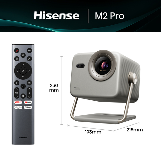 Hisense 65"-200" Laser TV M2 PRO, 4K UHD Smart mini projector, 4K AI Clarity, DTS Virtual:X