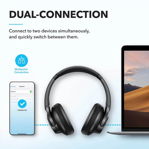 ANKER Soundcore Q20i, naglavne Bluetooth slušalice, crne