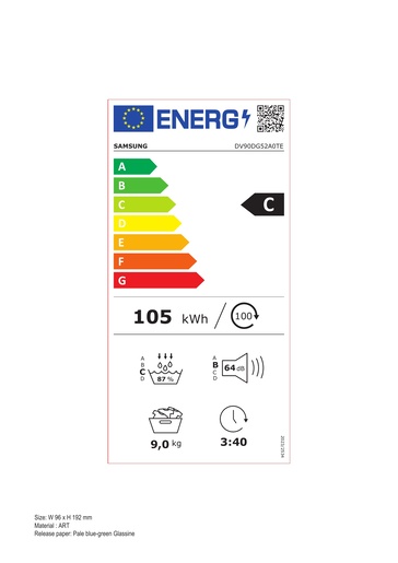 SAMSUNG sušilica rublja DV90DG52A0TELE
