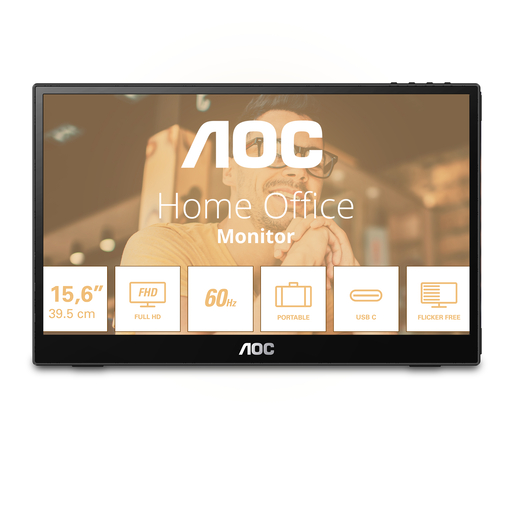 AOC monitor 16T3EA, 15.6", IPS, FHD, USB-C 15W, prijenosni