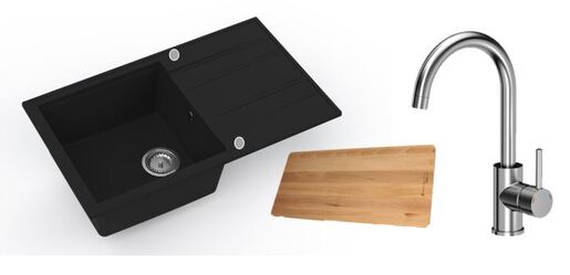 SINK SOLUTION Set sudopera i slavine MATRIX 40, crni