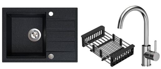 SINK SOLUTION Set sudopera i slavine MATRIX 15, crni