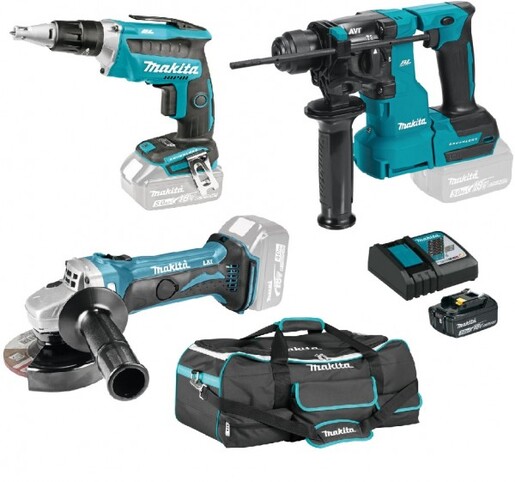 MAKITA aku set DHR183z + DFS452Z + DGA452Z + 191A24-4 + 832366-8