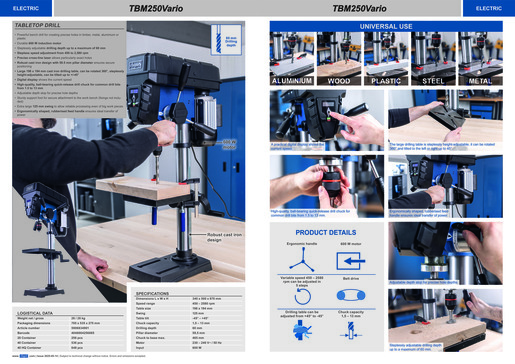 Scheppach stolna bušilica TBM250Vario