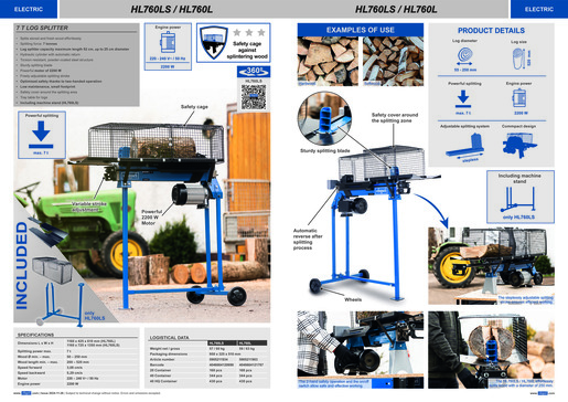 Scheppach 7.5 T horizontalni cjepač za drva sa postoljem HL760LS