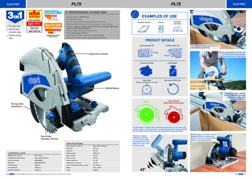Scheppach uranjajuća pila 210 mm PL75