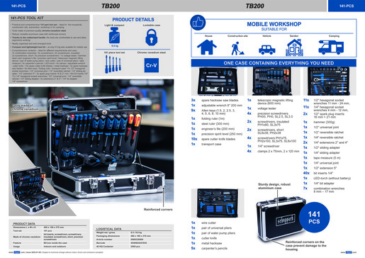 Scheppach set alata u koferu TB200 (141/1)