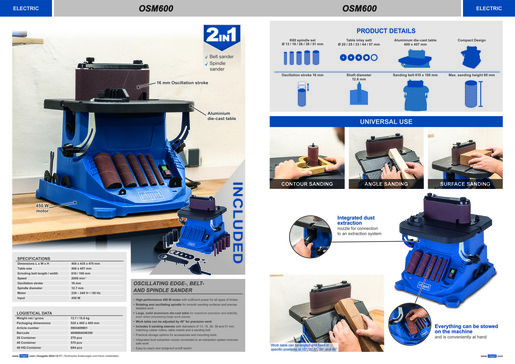 Scheppach tračna i vretenasta brusilica OSM600