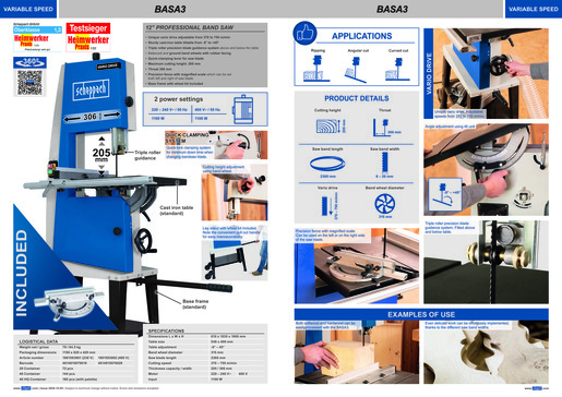 Scheppach 12" tračna pila BASA 3