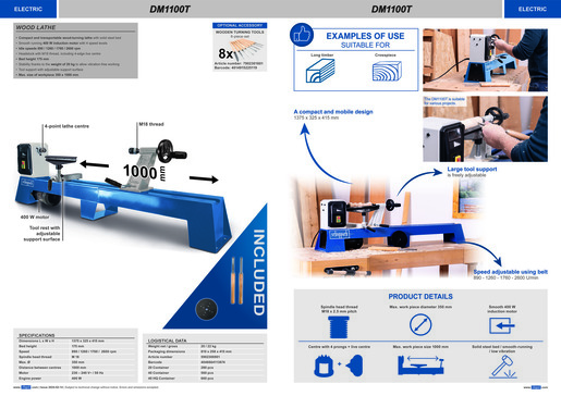 Scheppach tokarski stroj za drvo DM1100T