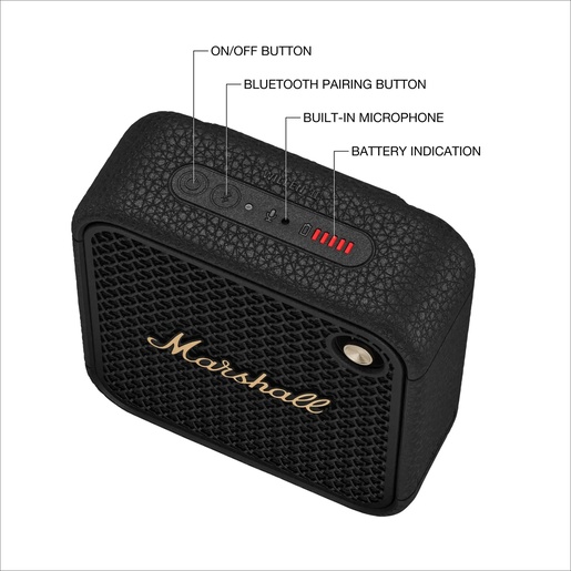 Marshall Willen II prijenosni Bluetooth zvučnik, Black & Brass