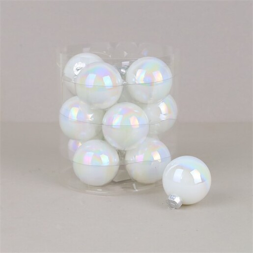 Staklene kuglice 6cm, 12kom, bijela
