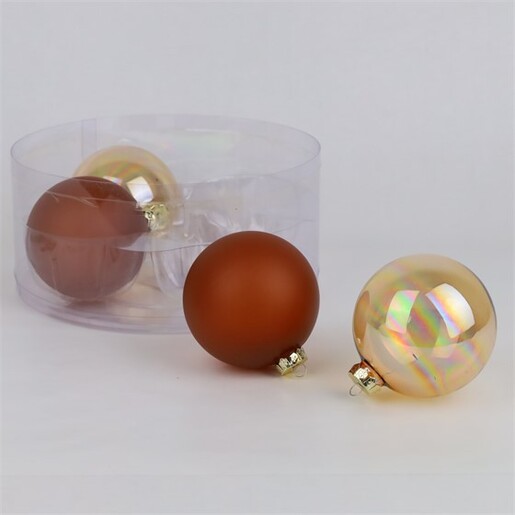 Staklene kuglice 10cm, 4kom, smeđa