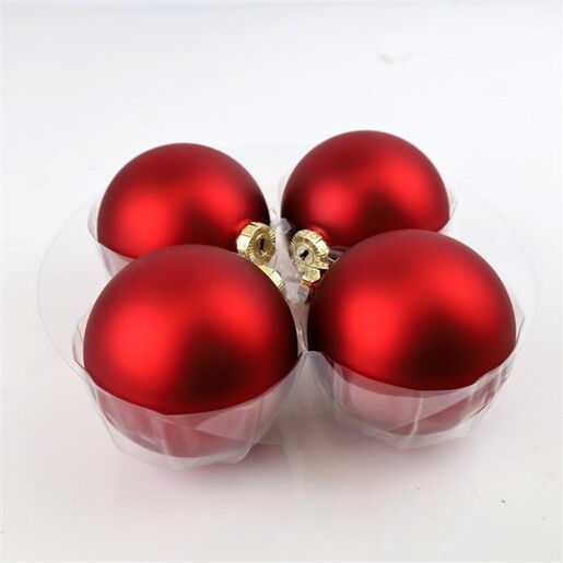 Staklene kuglice 10cm, 4kom, crvena