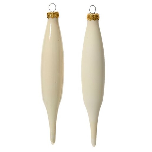 Stakleni ukras siga 3x15h cm, 6kom, bijela