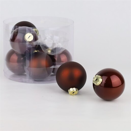 Staklene kuglice 8cm, 8kom, smeđa