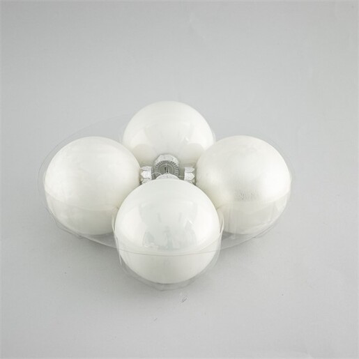 Staklene kuglice 10cm, 4kom, bijela