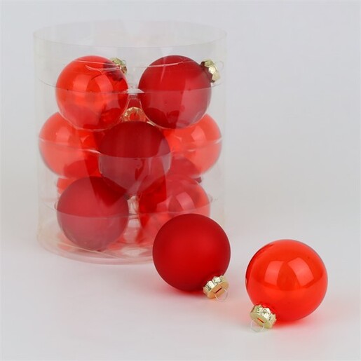Staklene kuglice 6cm, 12kom, crvena