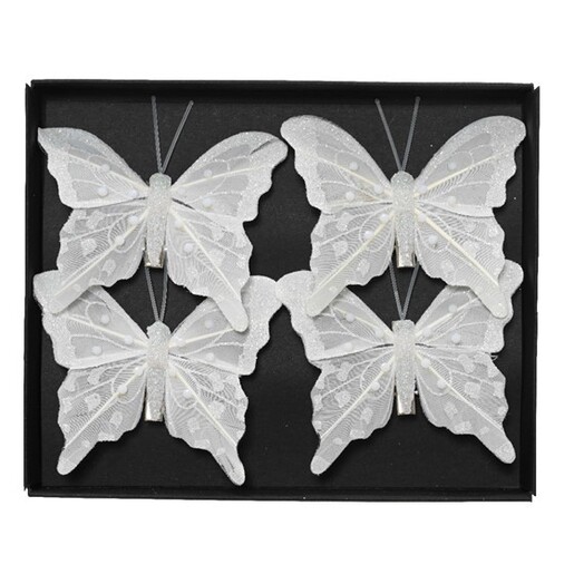 Leptiri na štipaljci 8x6cm, 4kom, bijela